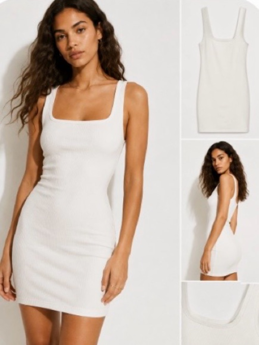 5 for $25!! H&M White Ribbed Bodycon Tank Dress Sleeveless Fitted Mini